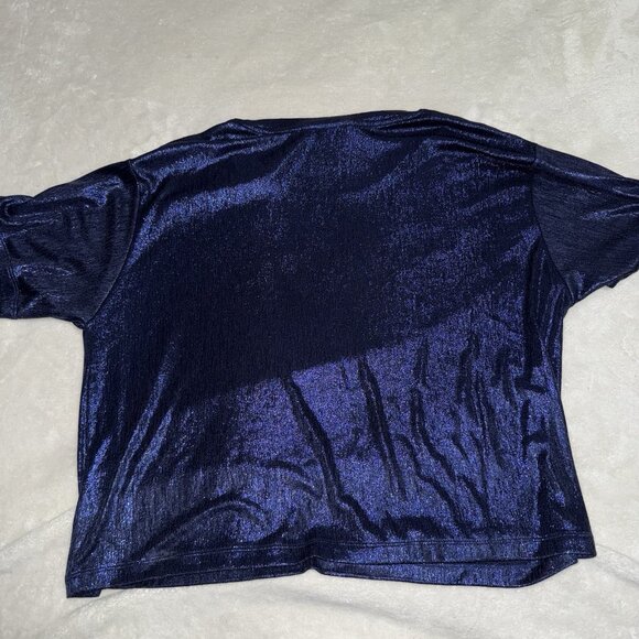 Johnny Was Jade Andi Oversized Tee Metallic Sapphire Blue Size Small - Picture 6 of 6